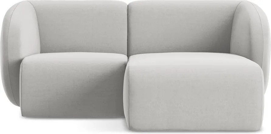 Jasnoszary aksamitny narożnik (prawostronny/z szezlongiem) Lani – Makamii