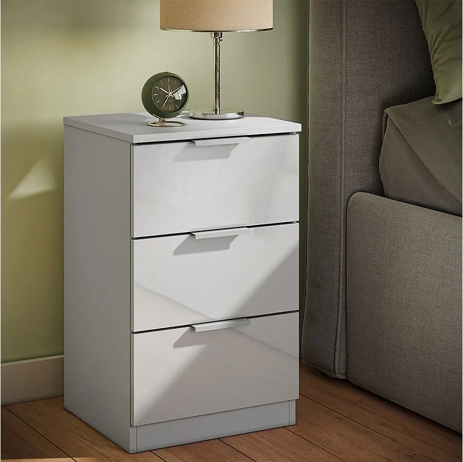 Stolik nocny biały wysoki połysk 37.6x35x61.8 fino