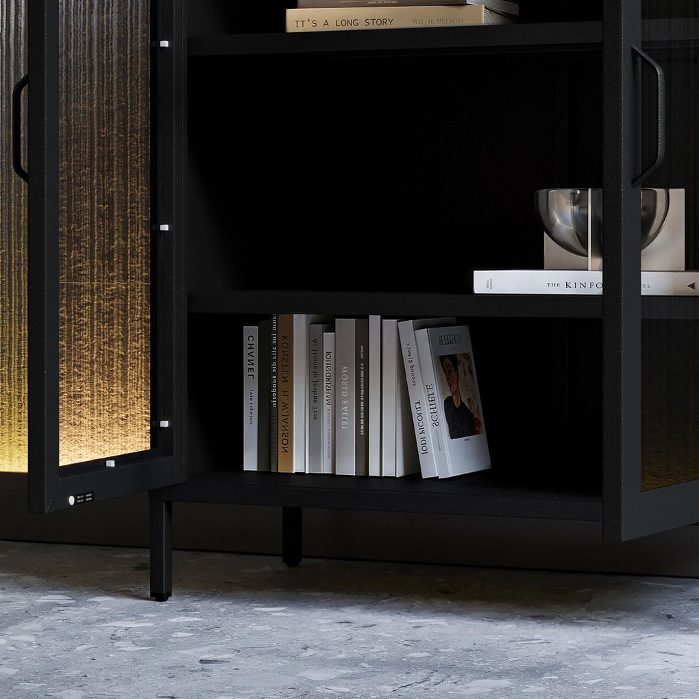 Witryna przeszklona niska czarna: GINA Modern 800 x 1015 x 400 mm