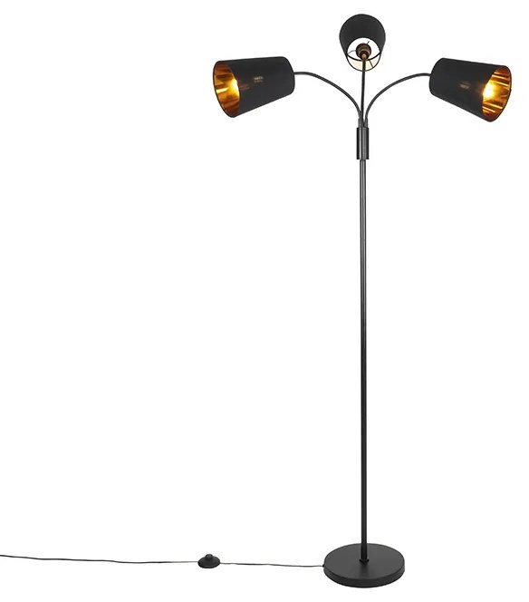 Nowoczesna lampa podłogowa czarna 3-światłowa - Carmen Nowoczesny Oswietlenie wewnetrzne