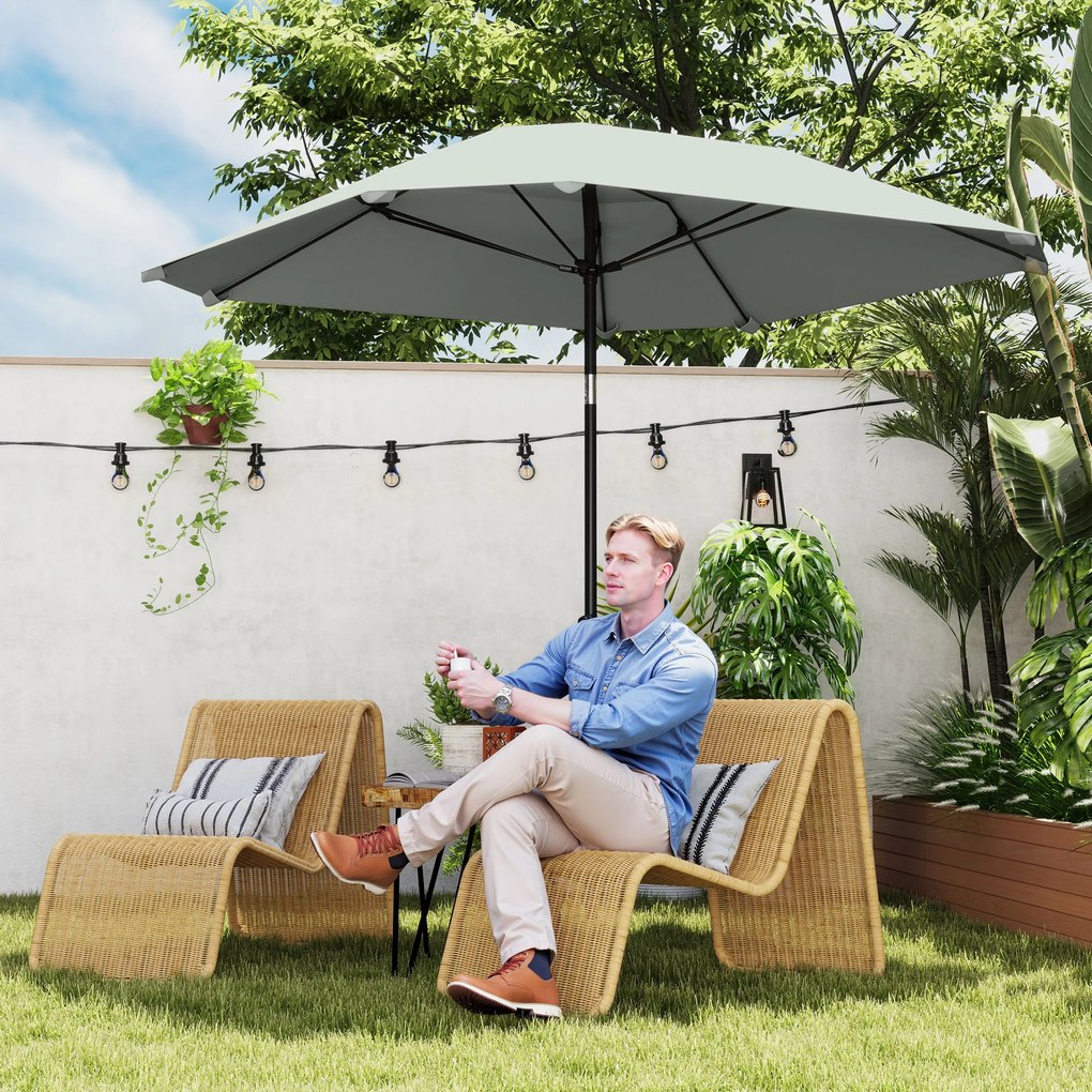 Outsunny 2,3 m Parasol bez podstawy, regulowany parasol tarasowy z korbką, Poliester, Aluminium, Włókno szklane, Ciemnoszary