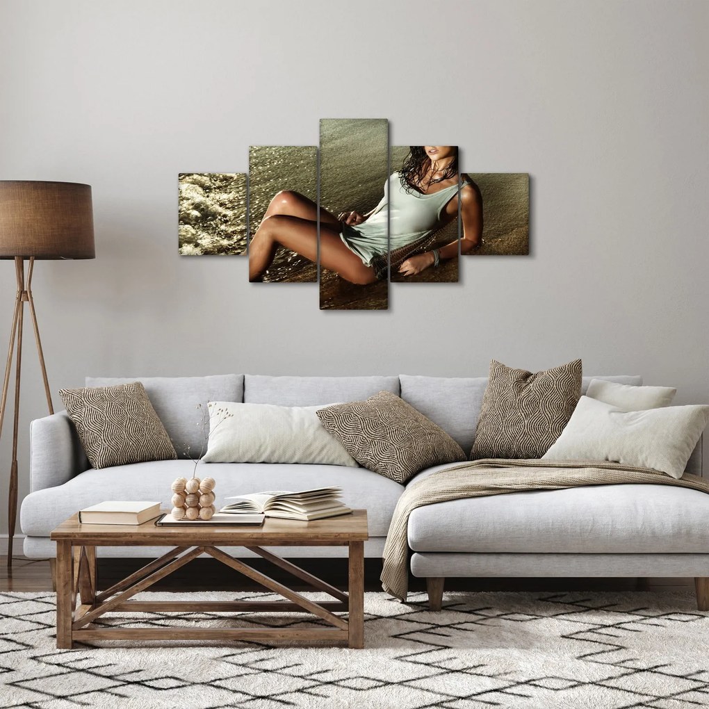 Obraz kobiety na plaży (125x70 cm)