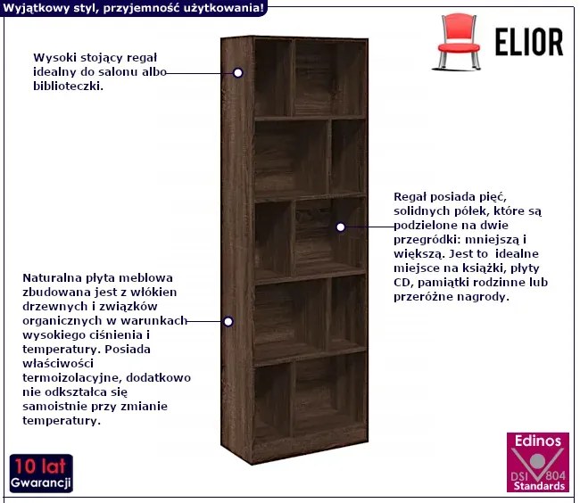 Regał z wieloma przegródkami w kolorze brązowego dębu - Alani