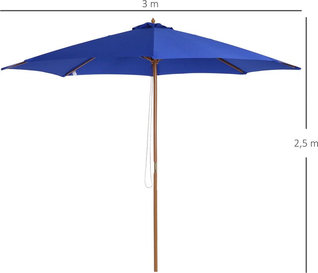 Outsunny Parasol Ogrodowy Drewniany 300cm Ochrona UV Stabilny Bambus Elegancki Czarny | Aosom PL