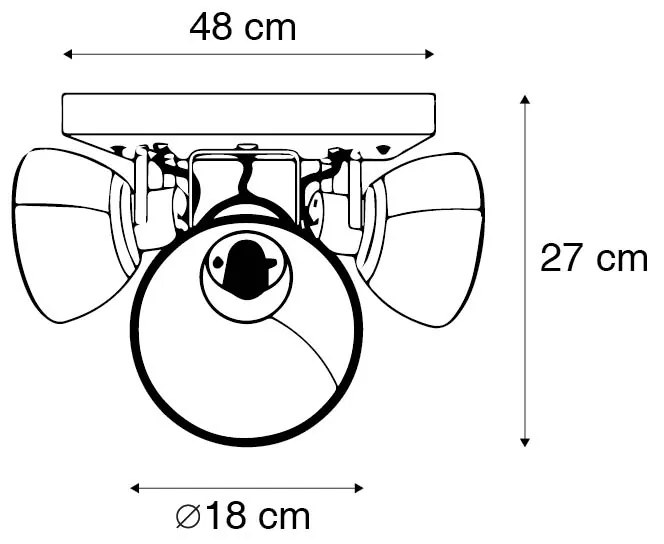 Lampa sufitowa brąz z drewnem 3-punktowa - MangoPrzemysłowy Oswietlenie wewnetrzne