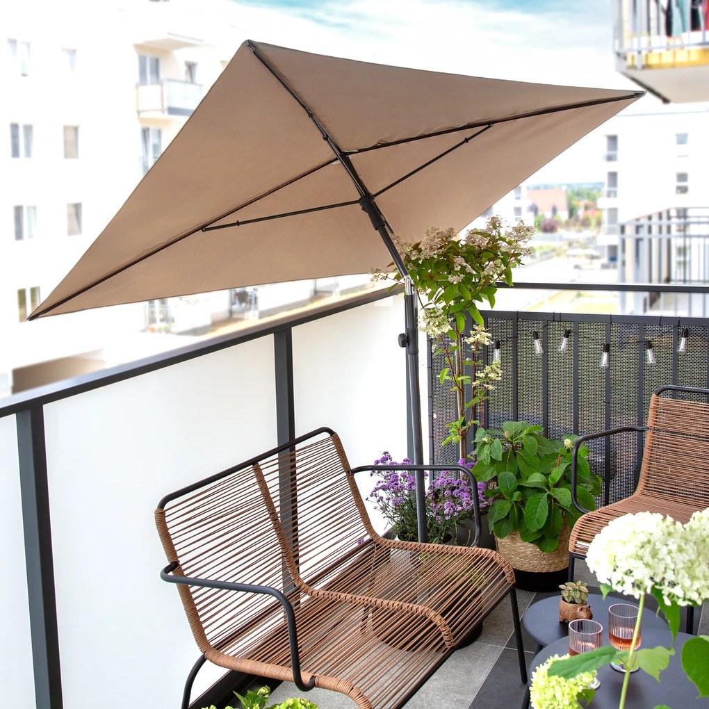 Parasol balkonowy prostokątny 2,1 x 1,4 m taupe PATIO