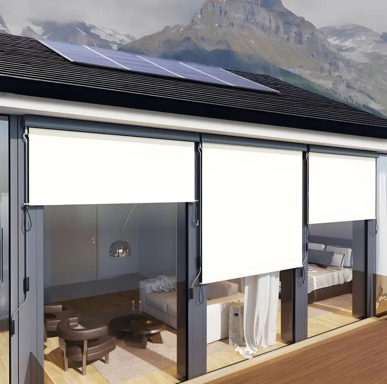 Roleta pionowa zwijana AW-038 - markiza na okno, drzwi balkonowe, tarasowe, beżowa