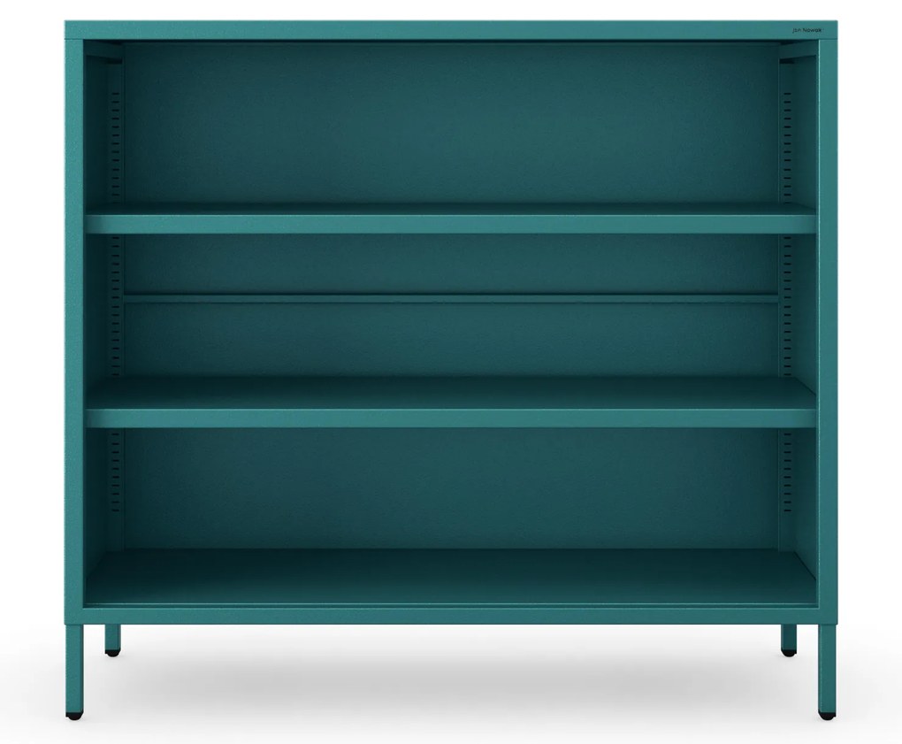 Regał niski metalowy otwarty na nóżkach morski, 1000x900x350 mm: LUCA Modern
