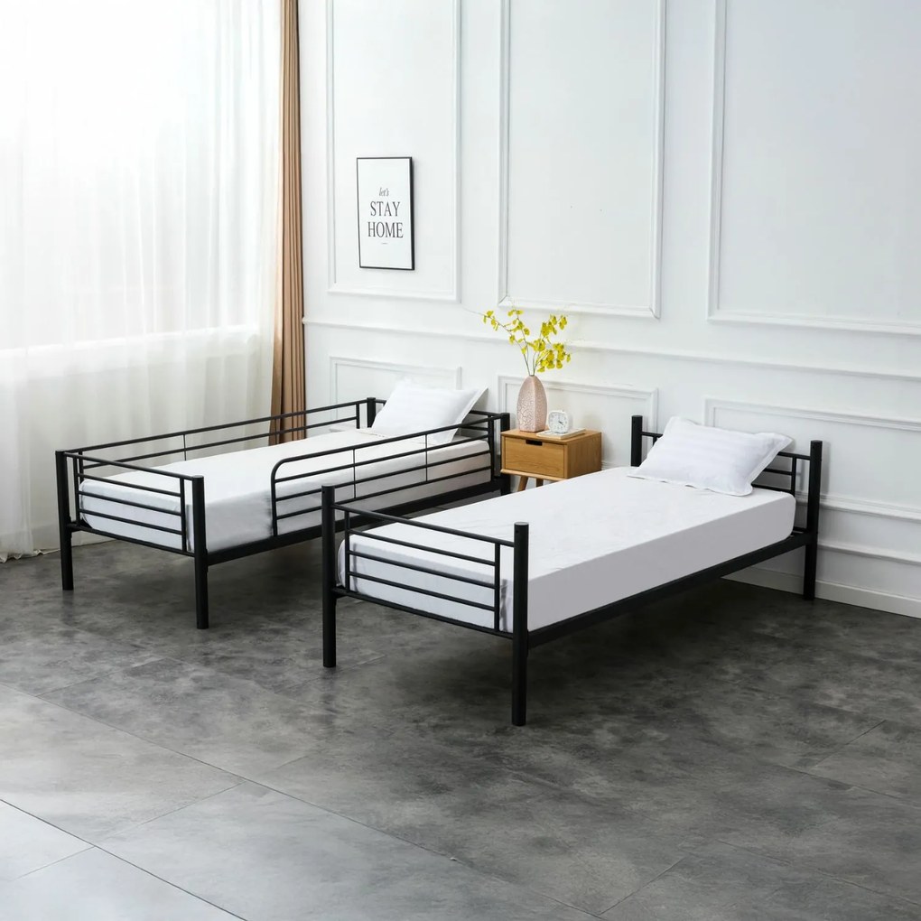 Łóżko Piętrowe Dla Dzieci 90x200 cm RODEZ Metalowe Czarne