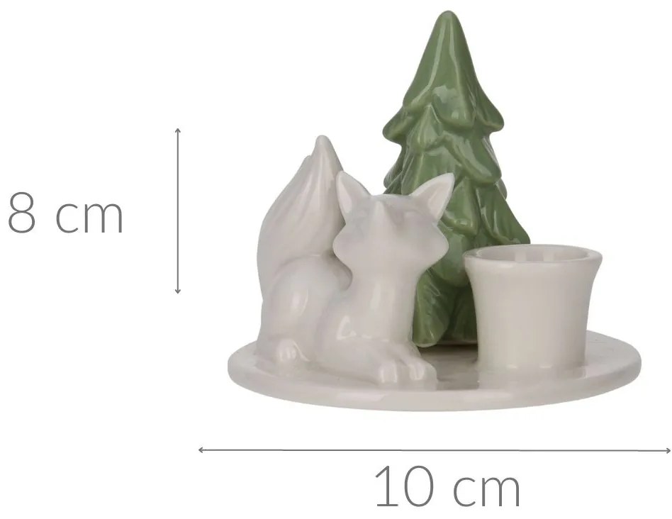 Świecznik ceramiczny z choinką, 8 cm