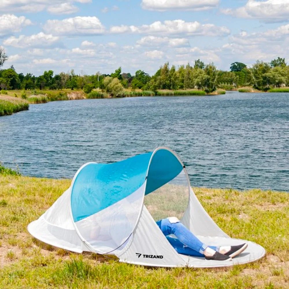 Namiot plażowy SUNSHADE 120x220 cm, niebiesko-biały