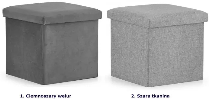 Szara pufa ze schowkiem do salonu - Teni 3X