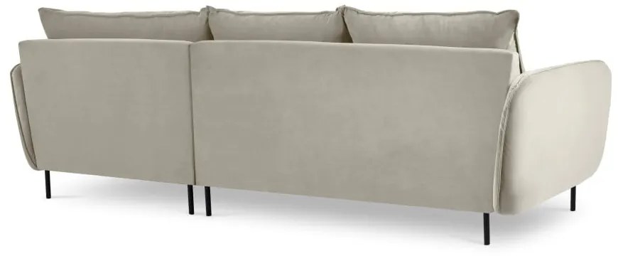 Beżowa narożna aksamitna sofa prawostronna Cosmopolitan Design Vienna