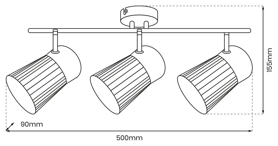 Lampa sufitowa BEST GOLD 3xE14, kierunkowe, na listwie potrójne, złote