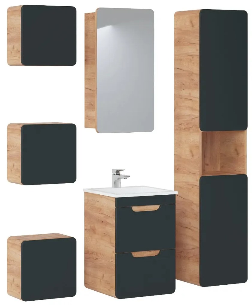Szafka łazienkowa ARUBA COSMOS 800 35 cm grafit/dąb COMAD
