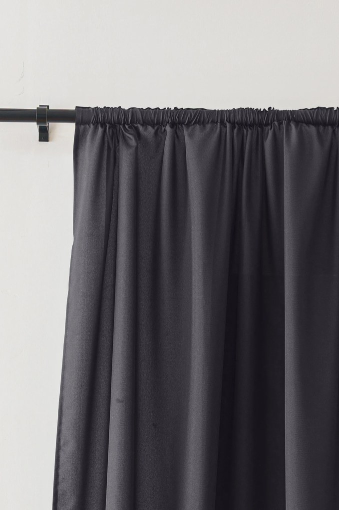 Ciemnoszara zasłona OXFORD 140x250 cm Zawieszanie: Taśma z wiązaniami