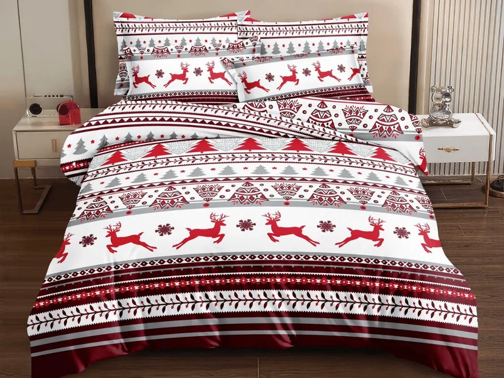 PrzytulneMieszkanie.pl PrzytulneMieszkanie.pl Pościel z mikrofibry  JELEŃ I PŁATEK czerwona