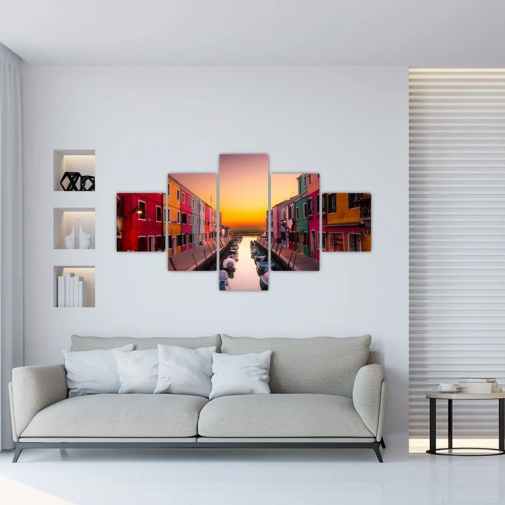 Obraz - Zachód słońca, wyspa Burano, Wenecja, Włochy (125x70 cm)