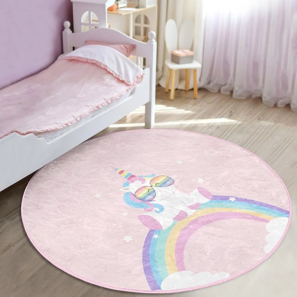 Różowy dywan dziecięcy ø 100 cm Comfort – Mila Home