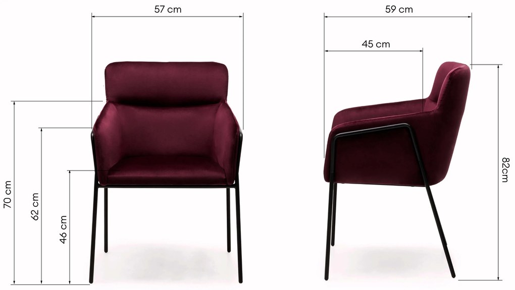Bordowy designerski fotel HELSINKI VELVET