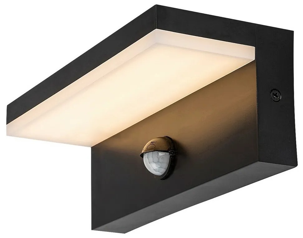 Rabalux 77115 zewnętrzna lampa ścienna LEDZaragoza, z czujnikiem, 9 W, IP54, czarna