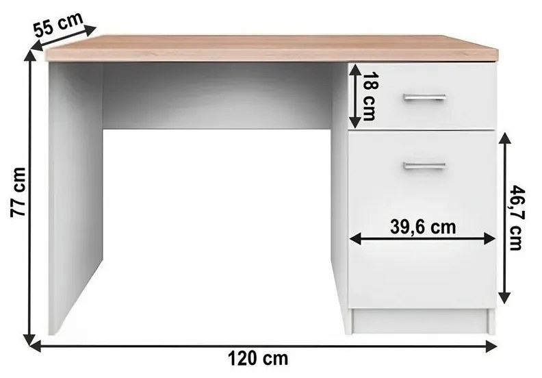 Biurko TOPTY 1D1S, białe