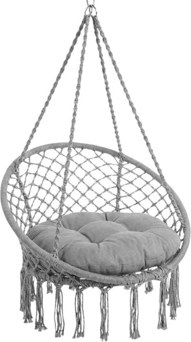 Szare wiszące krzesło KOLUMBIA z poduszką