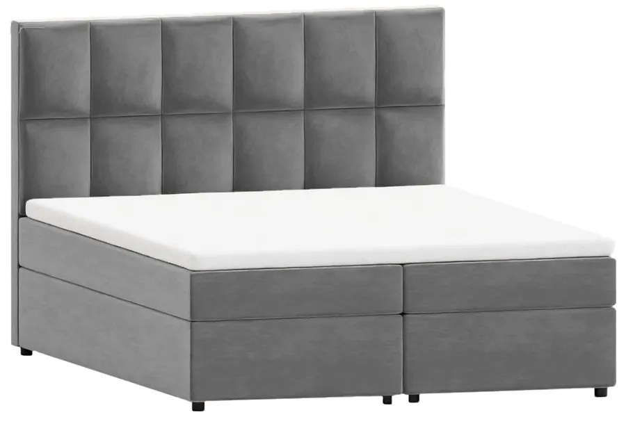 Szare łóżko boxspring ze schowkiem 140x200 cm Flip – Ropez