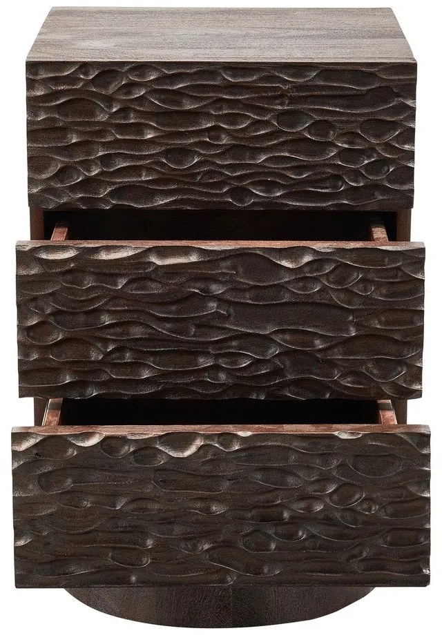 Ciemnobrązowa szafka nocna z litego drewna mango Crumble – WOOOD