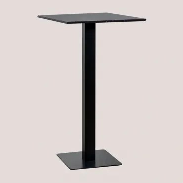 Kwadratowy Wysoki Stolik Barowy 60x60 Cm Z Marmuru Livanto Czarny & Marmur Nero Marquina - Sklum