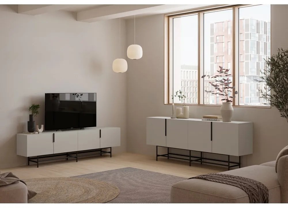 Kremowa niska komoda 200x77,5 cm Eldia – Marckeric
