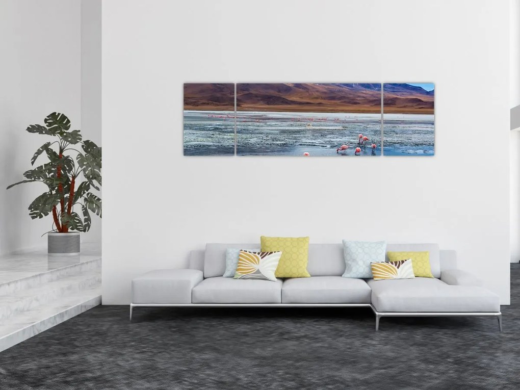 Obraz - Flamingi (170x50 cm)