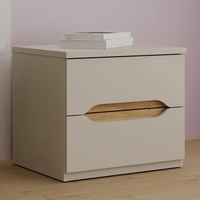 Szafka nocna z 2 szufladami Edwal 012, kolor piaskowy/dąb Mauvella