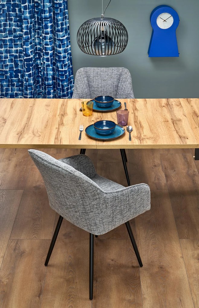 Stół kwadratowy rozkładany płyta dąb artisan/czarny 80-200/80/76 cm QUBIK