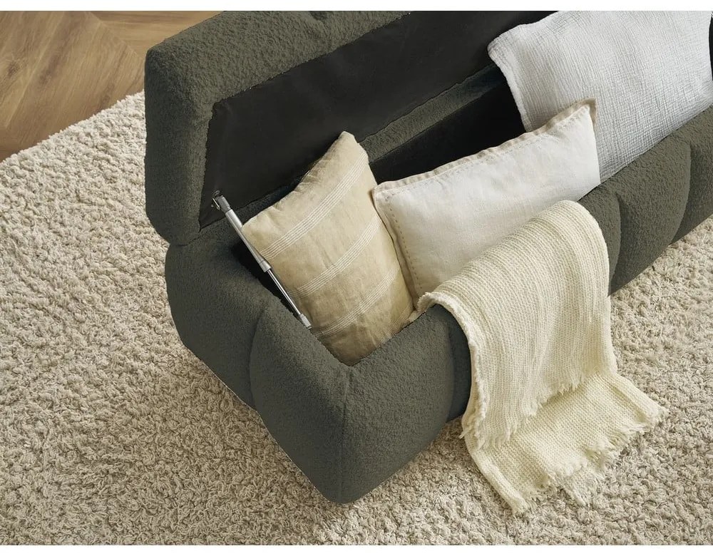 Zielona ławka z materiału bouclé Mont Blanc – Bobochic Paris