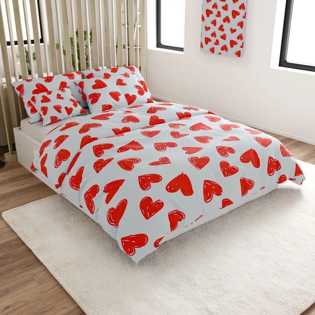 PrzytulneMieszkanie.pl PrzytulneMieszkanie.pl Bawełniana pościel WARM HEART jasnoniebieska Rozmiar pościeli: 70 x 90 cm | 140 x 220 cm