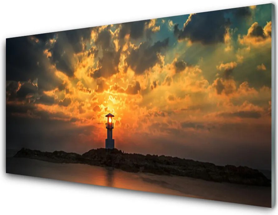 Panel Szklany do Kuchni Latarnia Na Skalistym Brzegu
