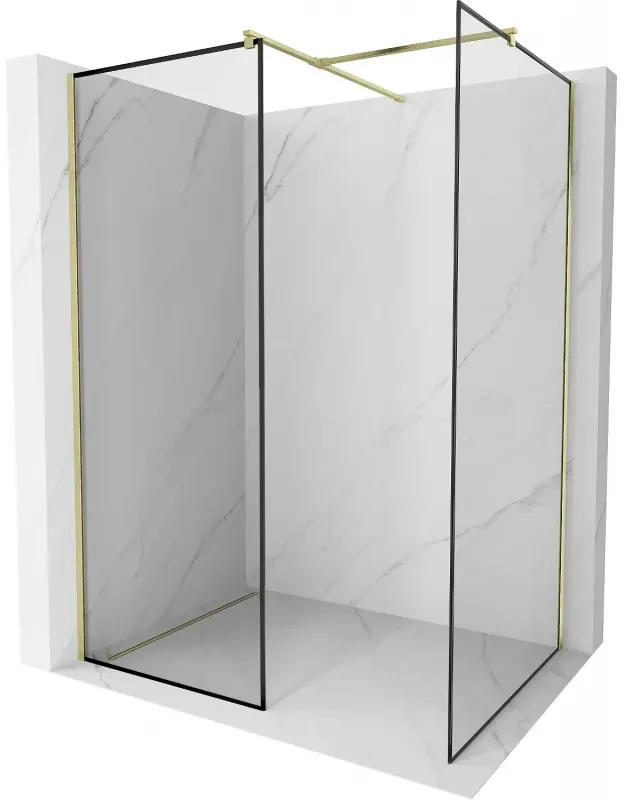 Mexen Kioto ścianka prysznicowa Walk-in 150 x 120 cm, czarny wzór, złota szczotkowana - 800-150-202-55-70-120