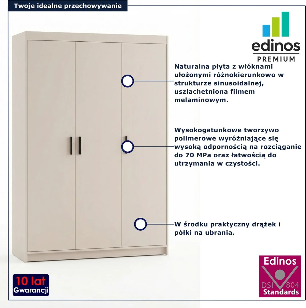 Trzydrzwiowa szafa do przechowywania piaskowy beż S6-H66