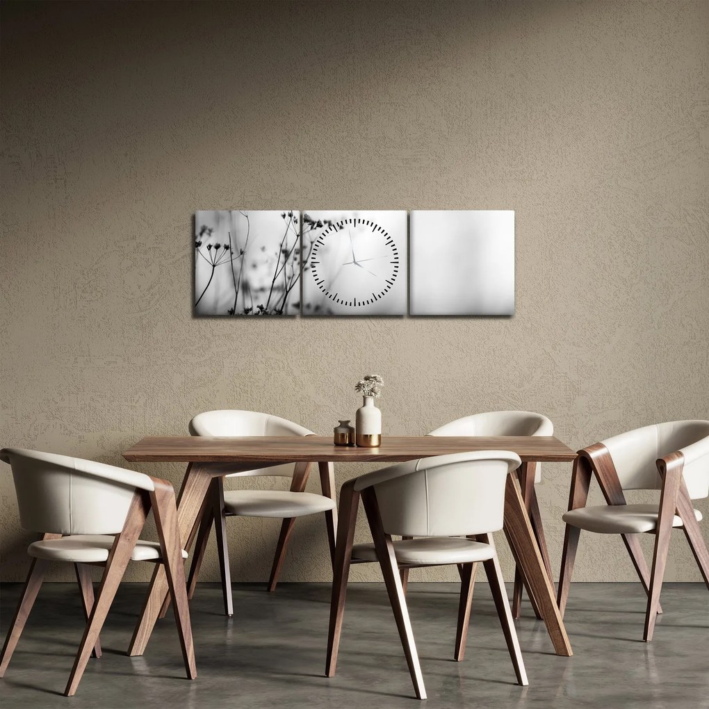 Obraz - Detal kwiatów polnych (z zegarem) (90x30 cm)