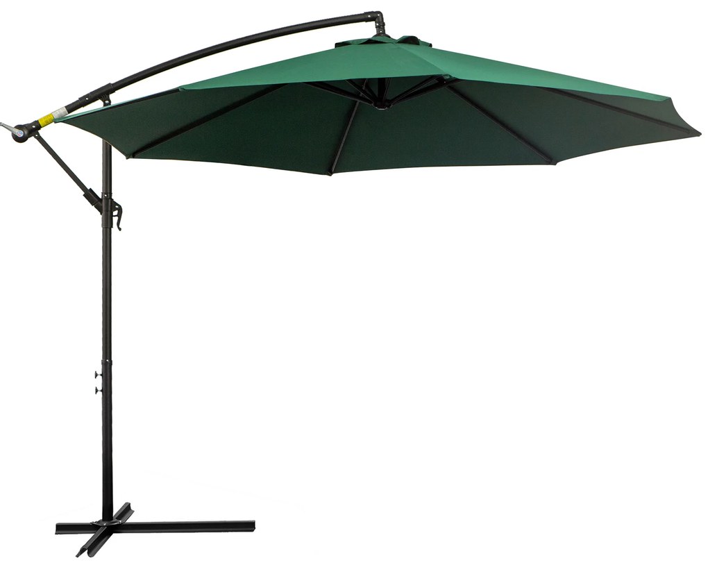 Outsunny parasol przeciwsłoneczny na wysięgniku z korbką ręczną odpinany zielony ochrona UV | Aosom PL
