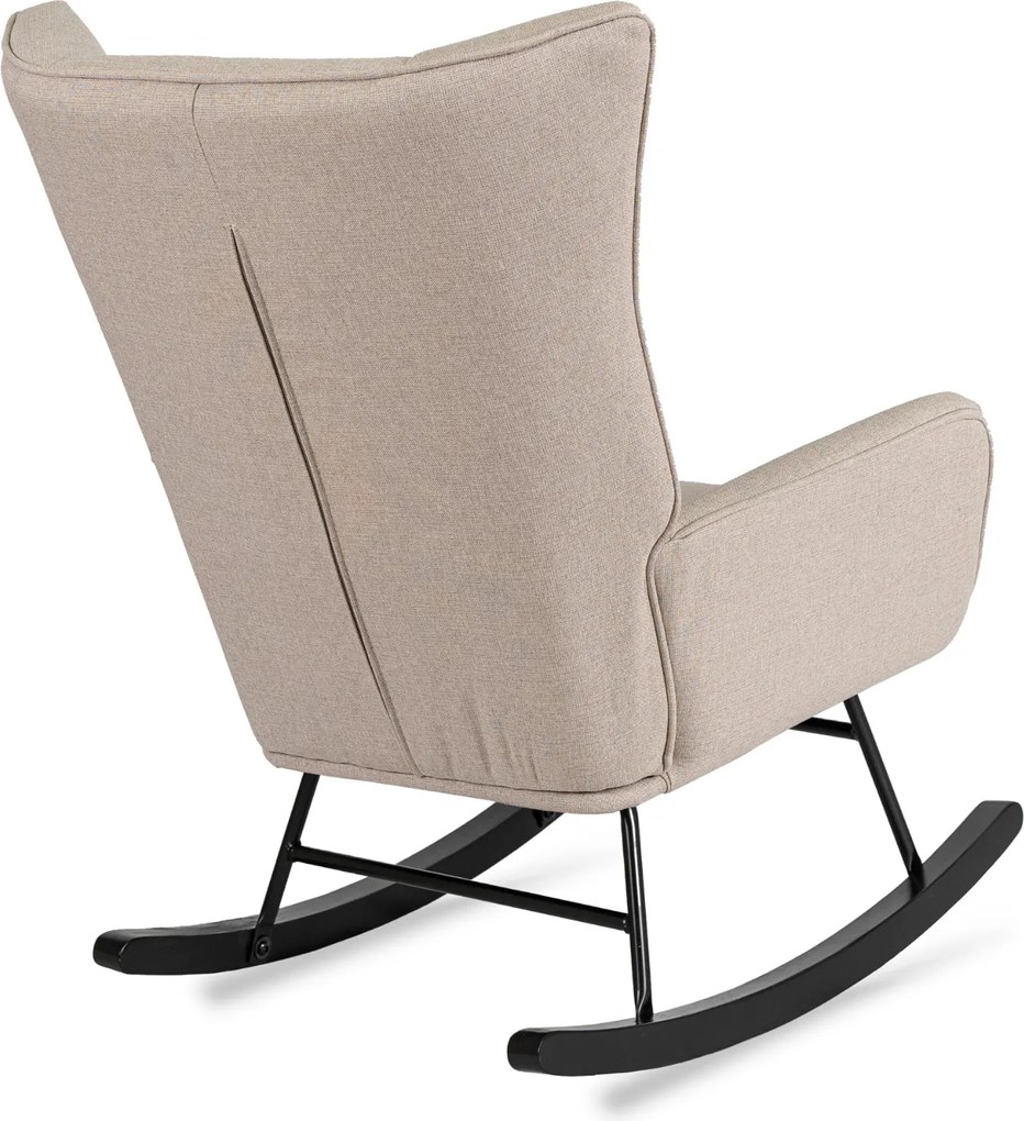 Fotel Bujany na Biegunach Uszak Wypoczynkowy JACKSON Beżowy do Salonu Nowoczesny