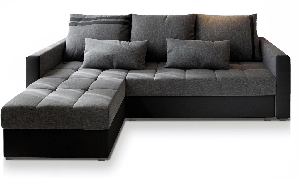 Masseno Narożnik KOS PIK z funkcją spania i pojemnikiem na pościel, Rozkładana sofa - Jasnoszary, SAWANA 21 + MADRYT 9100