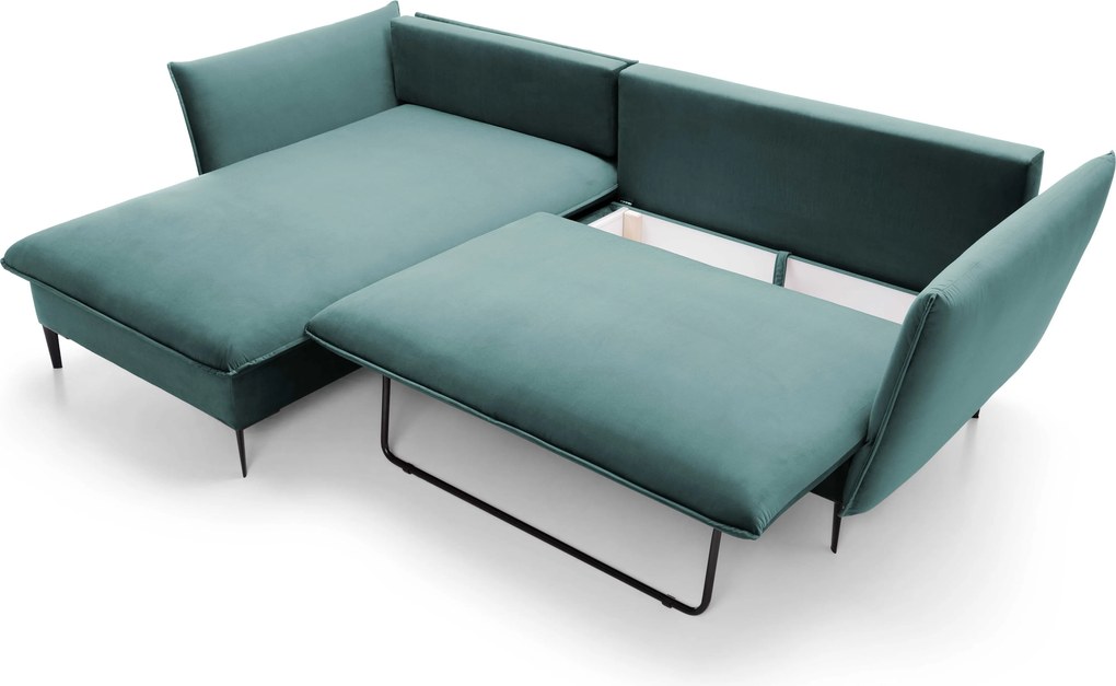 Masseno Narożnik SOLE z funkcją spania i pojemnikiem na pościel Narozniki L, Rozkładana sofa - Zielony, RIVIERA 87