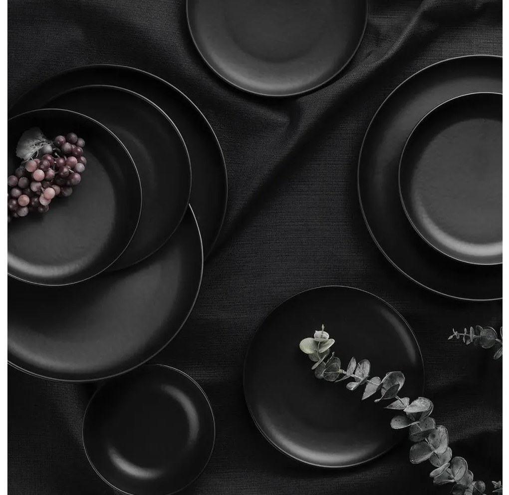 Zestaw obiadowy 24 szt. czarny/porcelana