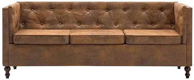 3-osobowa Sofa James 3Q w stylu Chesterfield - brąz