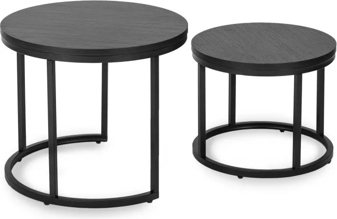 Zestaw Stolików Kawowych MANU 43 cm/53 cm Czarny Nowoczesny Loft