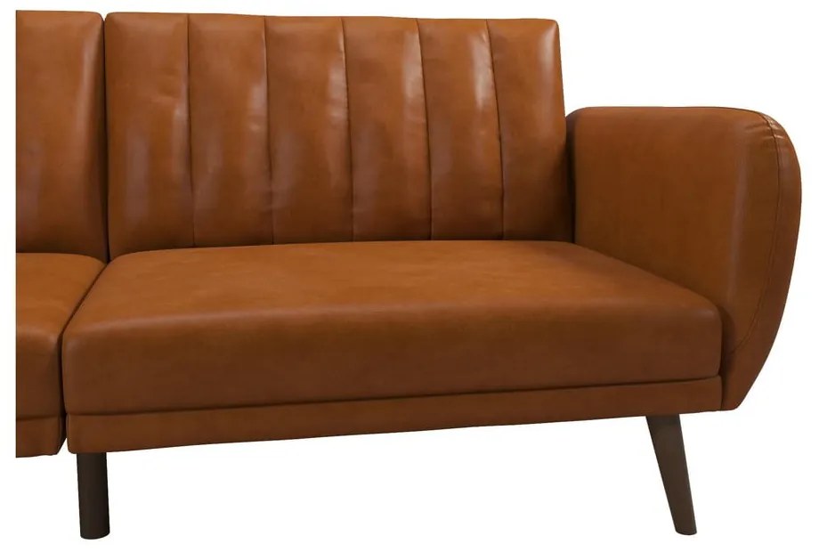 Pomarańczowa rozkładana sofa z imitacji skóry 207 cm Brittany – Novogratz