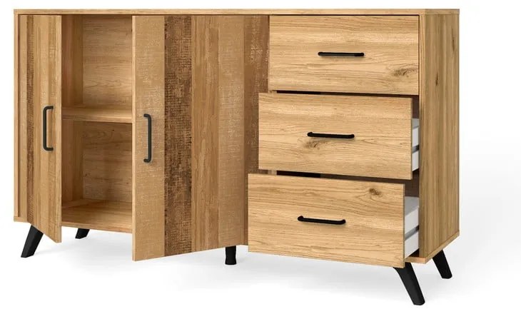Niska komoda w dekorze dębu 136x81 cm Nordic – Marckeric