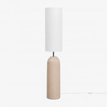 Lampa Podłogowa Z Ceramiki I Lnu Cinnamon Kremowa - Sklum